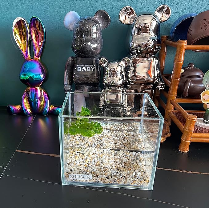 Small Nano Tall Rimless Tank, Glass Fish Tank, Betta Tank (0.7 Gallon, 5.9x4.3x5.1in/15x11x13cm)
