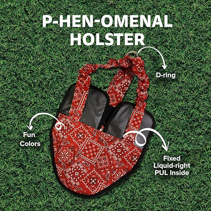 Hen Holster Bird Diaper, Wrap Around - for Hens, Roosters, Ducks, Leak-Proof Design, Comfortable Fleece Strap Bird Harness with Sewn-in Liner, Secure Hook & Loop Closure - Large, Red Bandana