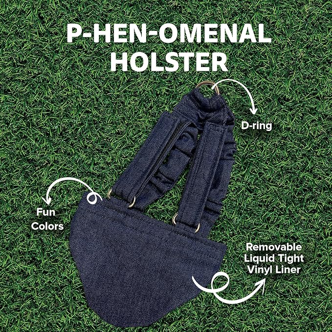 Hen Holster Bikini Diaper, Bird Diaper & Harness for Hens, Roosters, Ducks, Geese - with Removable Vinyl Liner, Adjustable Fit for Outdoor Adventures & Indoor Use - Easy to wear - S/M, Denim