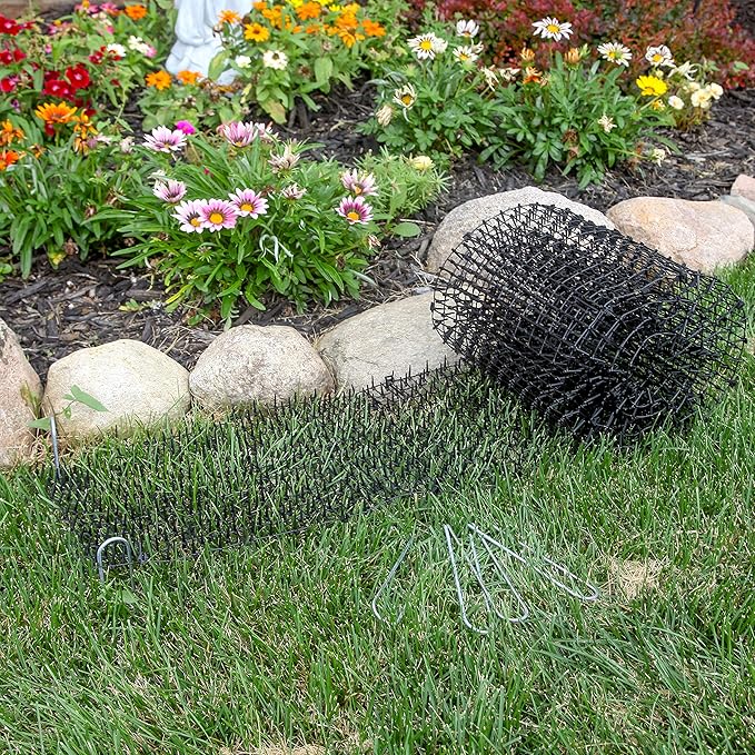 Tapix Cat Scat Mat with Spikes Digging Stopper (8 ft.) Anti-cat Network Cat Strips, Cat Deterrent Mat for Indoor and Outdoor with 6 Staples