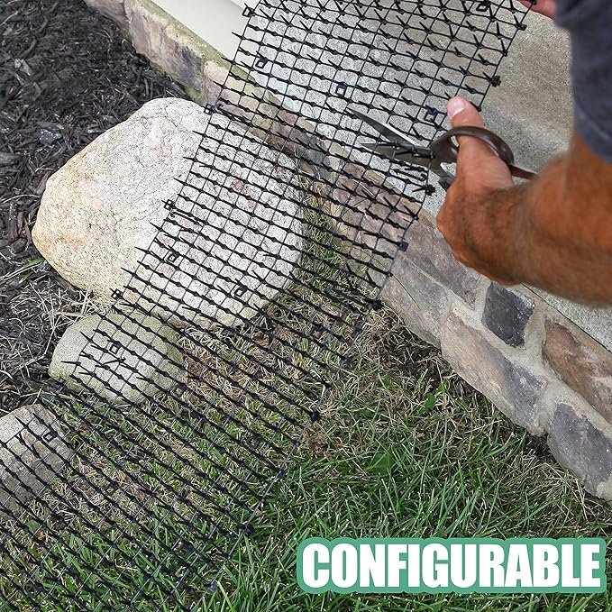 Tapix Cat Scat Mat with Spikes Digging Stopper (14 ft.) - Anti-cat Network Cat Strips, Cat Deterrent Mat for Indoor and Outdoor with 10 Staples