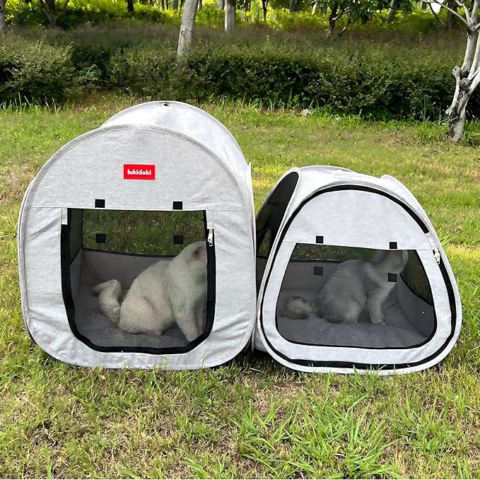 Portable Cat Playpen 2-Room, 2-in-1 Pop-up Cat Dog Crate Play Enclosure with Separate Areas, Foldable Pet Playpen for Puppy Kitten and Small Animals Indoor Outdoor